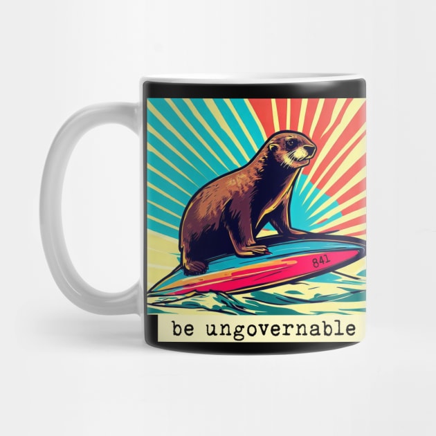 be ungovernable surfing otter 841 [white background] by REDWOOD9